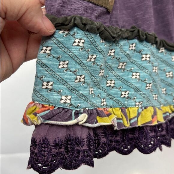 Matilda Jane purple and brown knit wrap top ruffle layer hem dress size 4 - Picture 9 of 16